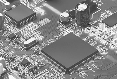 photo of microcomputer chips on a circuit board